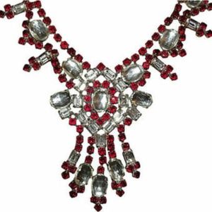 Red Czech Rhinestone Necklace $453.40 ON SALE